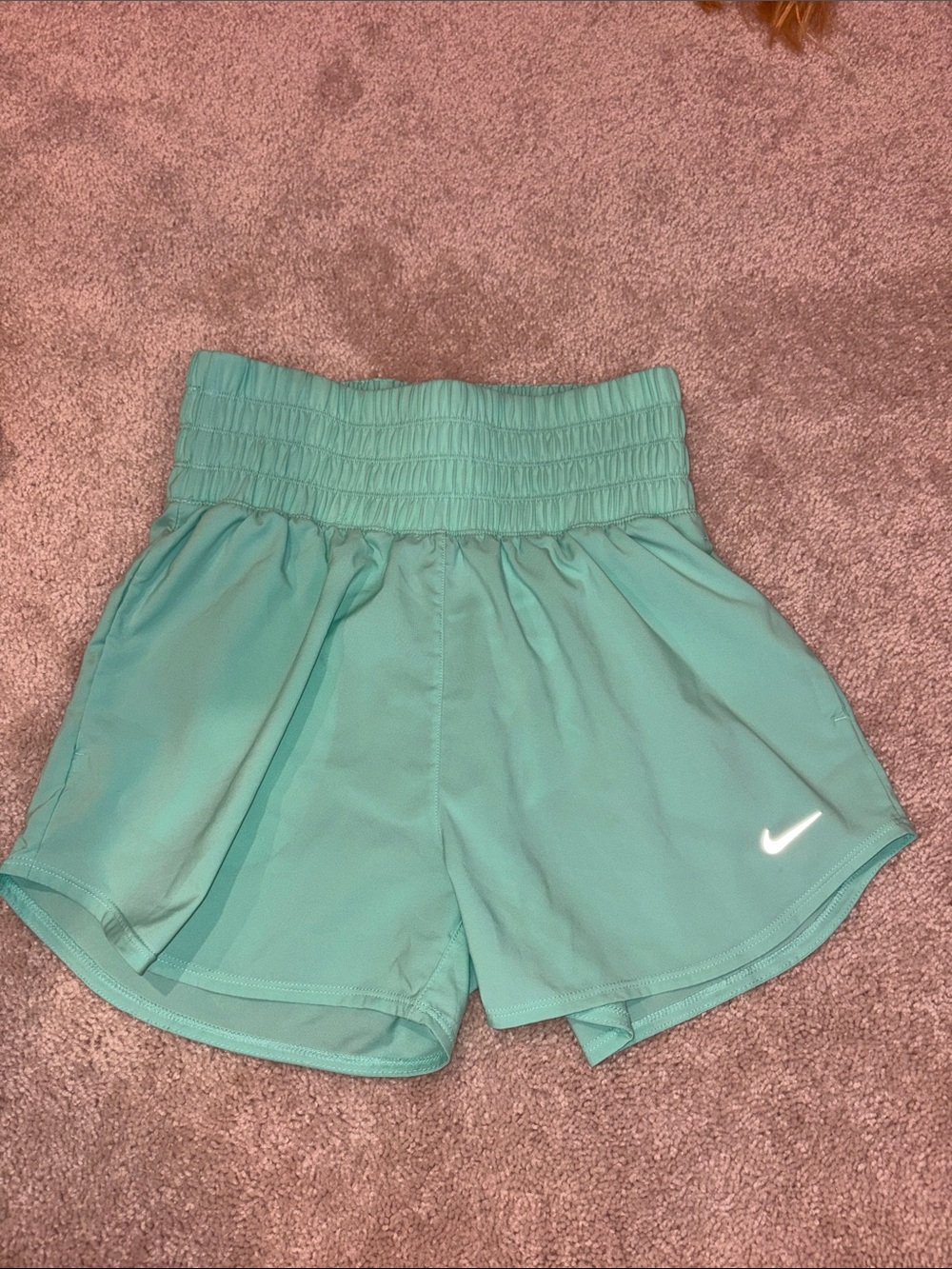 Nike Women's Mint Athletic Running Shorts with Smocked Waistband